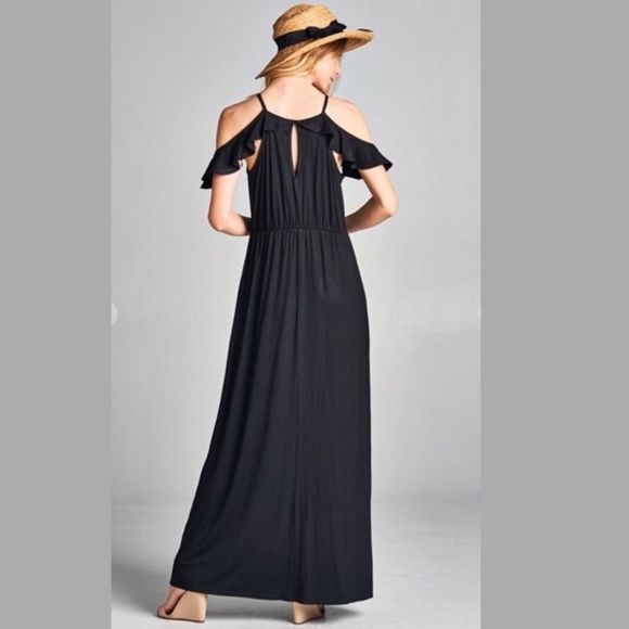 Black cold shoulder maxi dress - Picture 8 of 9